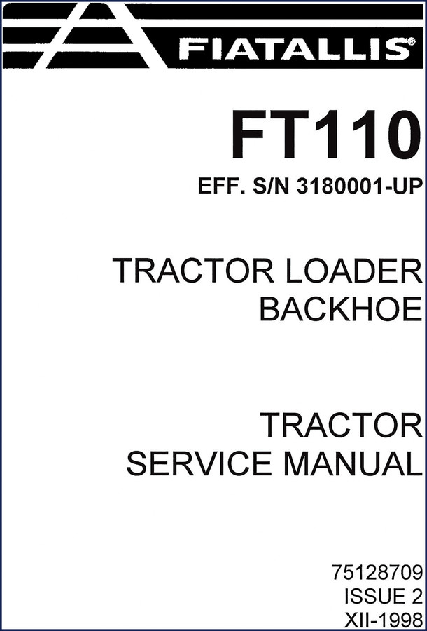 fiatallis ft110 1998 service manual, fiatallis service manual, fiatallis ft110