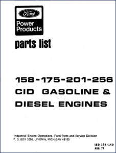 ford 158, 175, 201, 256 1977 parts catalog, ford parts catalog, ford 158,