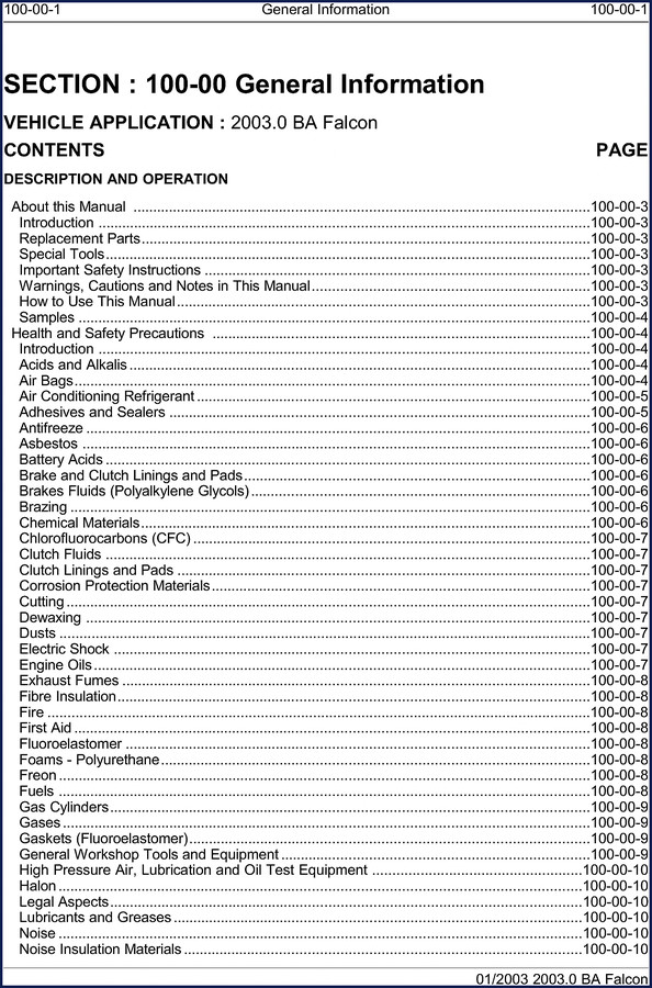ford ba falcon 2003 service manual, ford service manual, ford ba