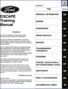 ford escape training manual, ford manual, ford escape