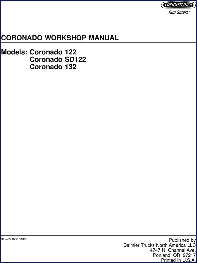 freightliner coronado 122, sd122, 132 workshop manual, freightliner workshop manual, freightliner coronado