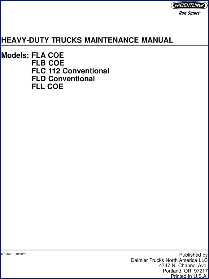 freightliner fla flb flc 112 fld fll 2009, freightliner manual, freightliner fla