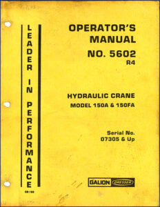 galion 150a 150fa 1982 operators manual, galion manual, galion 150a