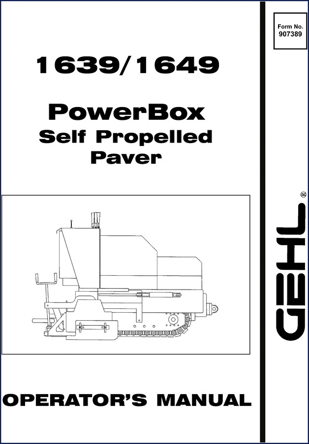 gehl 1639, 1649 operators manual for power box, gehl manual, gehl 1639,