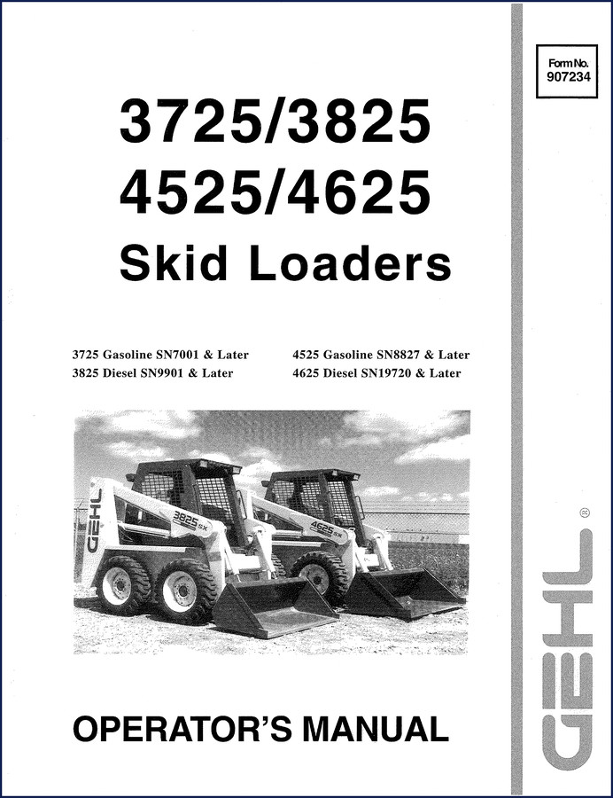 gehl 4525, 4625, 3725, 3825 operators manual, gehl manual, gehl 4525,