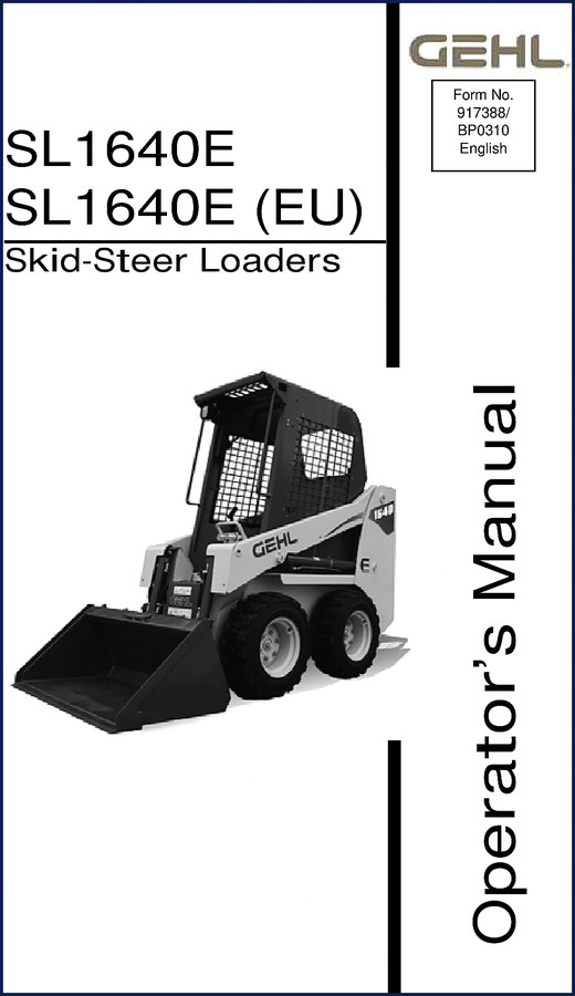 gehl sl1640e, sl1640e (eu) operators manual, gehl manual, gehl sl1640e,