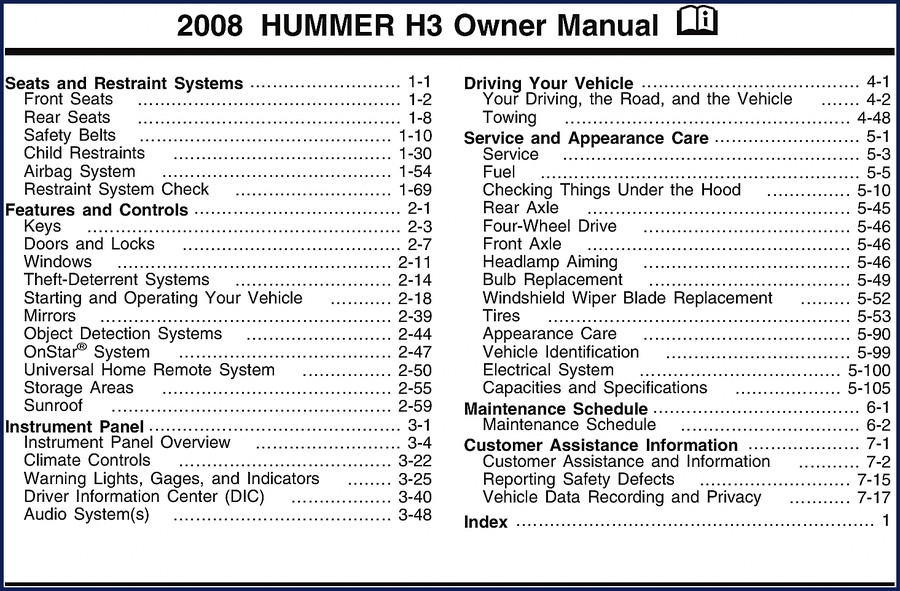 general motors h3 2008 user manual, general motors manual, general motors motors