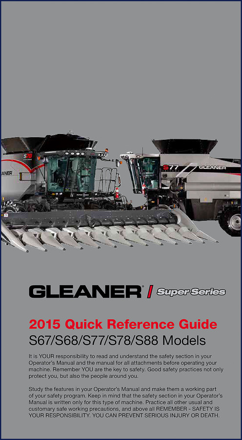 gleaner s67, s68, s77, s78, s88 2015 user, gleaner manual, gleaner s67,