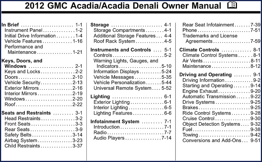 gmc acadia acadia denali 2011 user manual, gmc manual, gmc acadia
