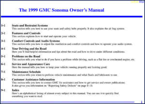 gmc sonoma 1998 user manual, gmc manual, gmc sonoma