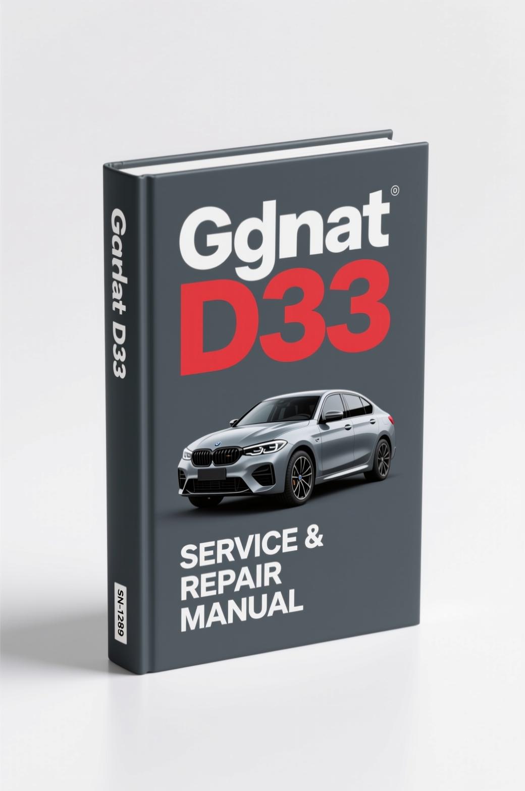 Gmdat D33 technical manual cover - OEM factory specs for 2.4L, 3.2L, 2.0S DSL engines, 212 pages
