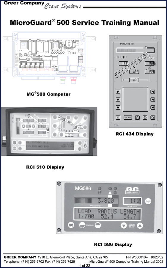 greer mg500 rci510 microguard434 rci434 mg586 2002 training, greer manual, greer mg500