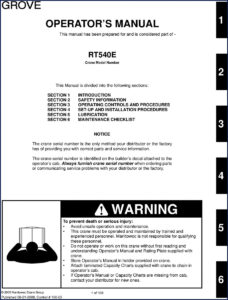 grove rt540e 2008 operators manual, grove manual, grove rt540e