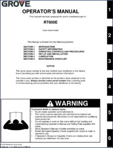 grove rt600e 2006 operators manual, grove manual, grove rt600e
