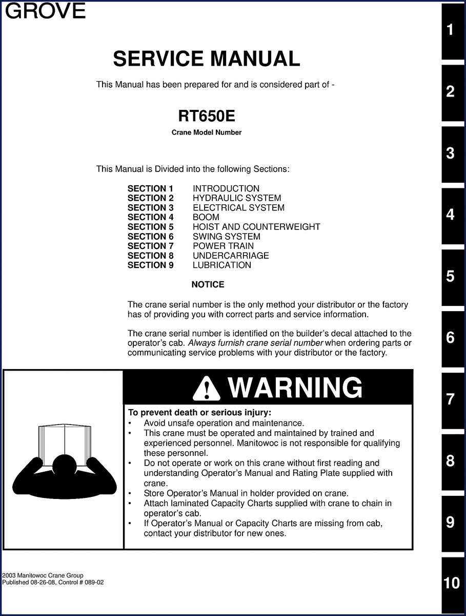 grove rt650e 2008 service manual, grove service manual, grove rt650e