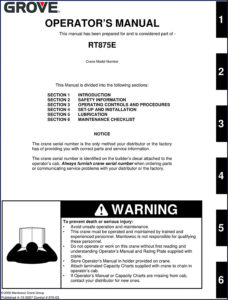 grove rt875e 2007 operators manual, grove manual, grove rt875e