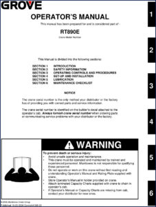 grove rt890e 2006 operators manual, grove manual, grove rt890e