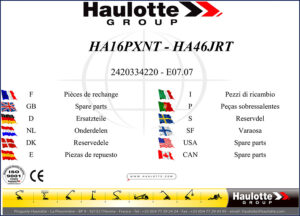 haulotte ha16pxnt, ha46jrt, ha16nt parts catalog, haulotte parts catalog, haulotte ha16pxnt,