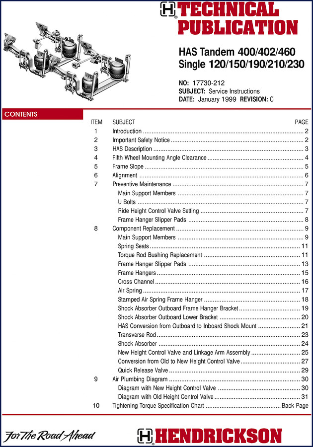 hendrickson has tandem/single 1999 service manual review, hendrickson service manual, hendrickson has