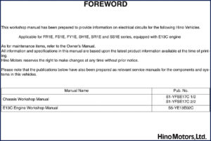 hino fr1e, fs1e, fy1e, sh1e, sr1e workshop manual, hino workshop manual, hino fr1e,