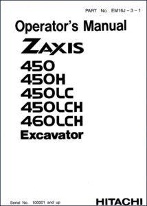 2004 hitachi 450 operator manual, manual,  hitachi