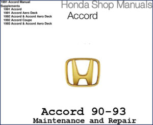 1991 honda accord workshop manual, honda workshop manual, honda honda