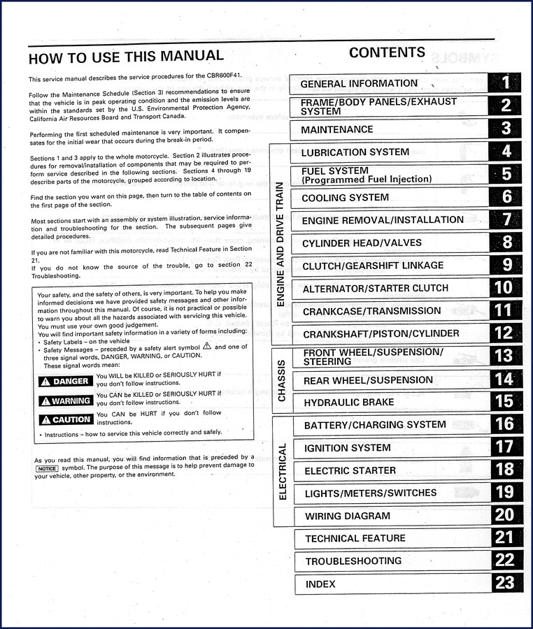 honda cbr600f4i service manual, honda service manual, honda cbr600f4i