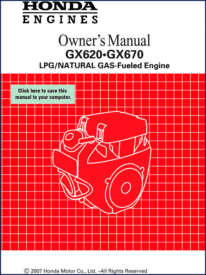 honda gx670 gx620 2007 user manual, honda manual, honda gx670