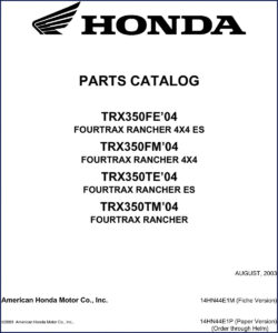 honda trx350fe/trx350fm/trx350te/trx350tm 2003 parts catalog, honda parts catalog, honda trx350fe/trx350fm/trx350te/trx350tm