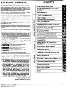honda vtx1800r 2001 service manual, honda service manual, honda vtx1800r