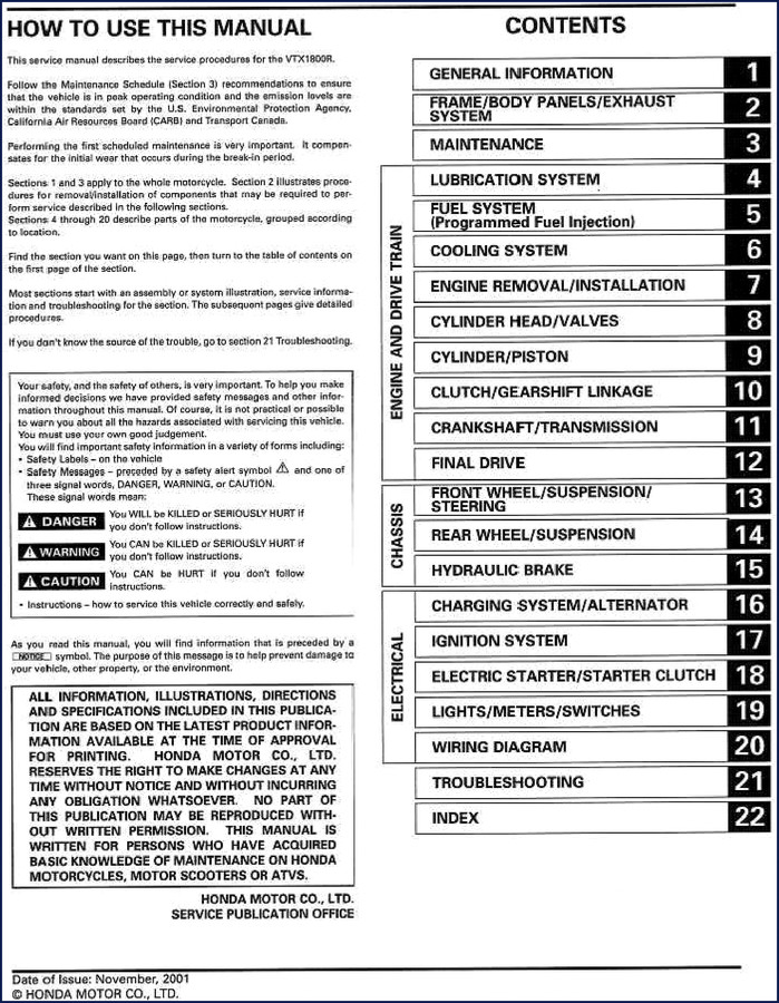 honda vtx1800r 2001 service manual, honda service manual, honda vtx1800r