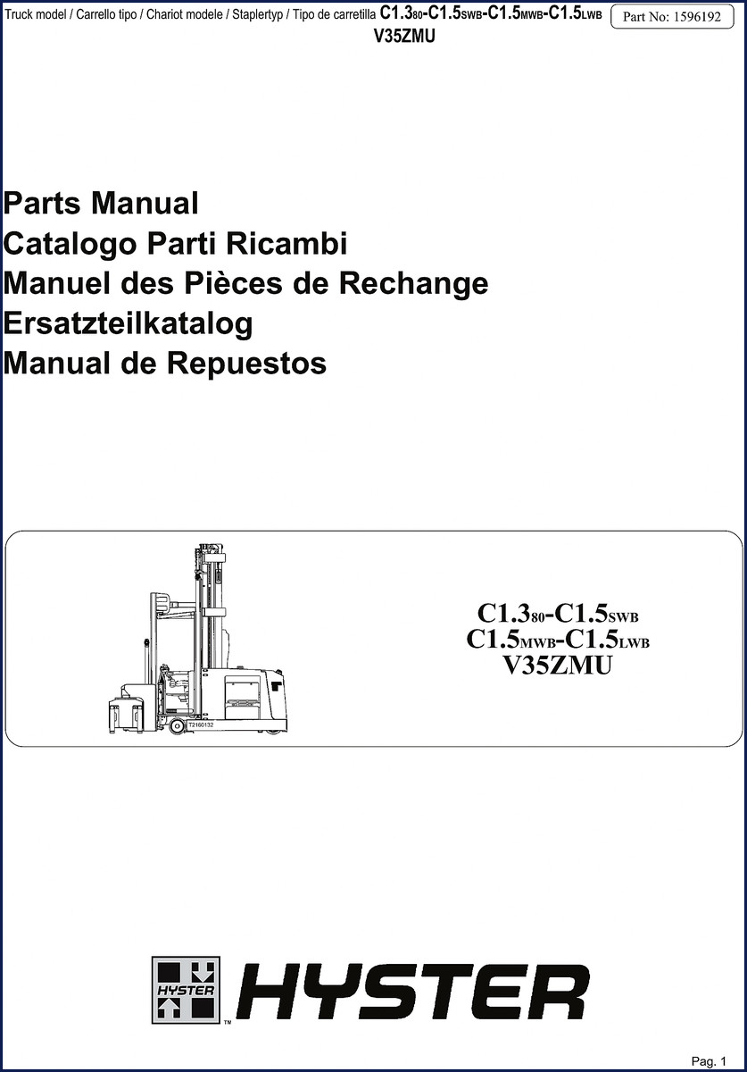 hyster c1.380 c1.5swb c1.5mwb c1.5lwb v35zmu parts catalog, hyster parts catalog, hyster c1.380