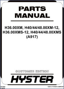 hyster h40.00xm, h48.00xm, h36.00xm, h44.00xm, h36.00xms 2012 parts, hyster parts catalog, hyster h40.00xm,