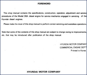 hyundai d6a workshop manual, hyundai workshop manual, hyundai d6a