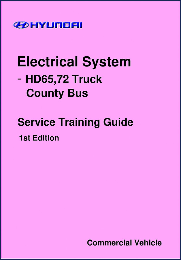 hyundai hd65, hd72, county bus 2002 training manual, hyundai manual, hyundai hd65,