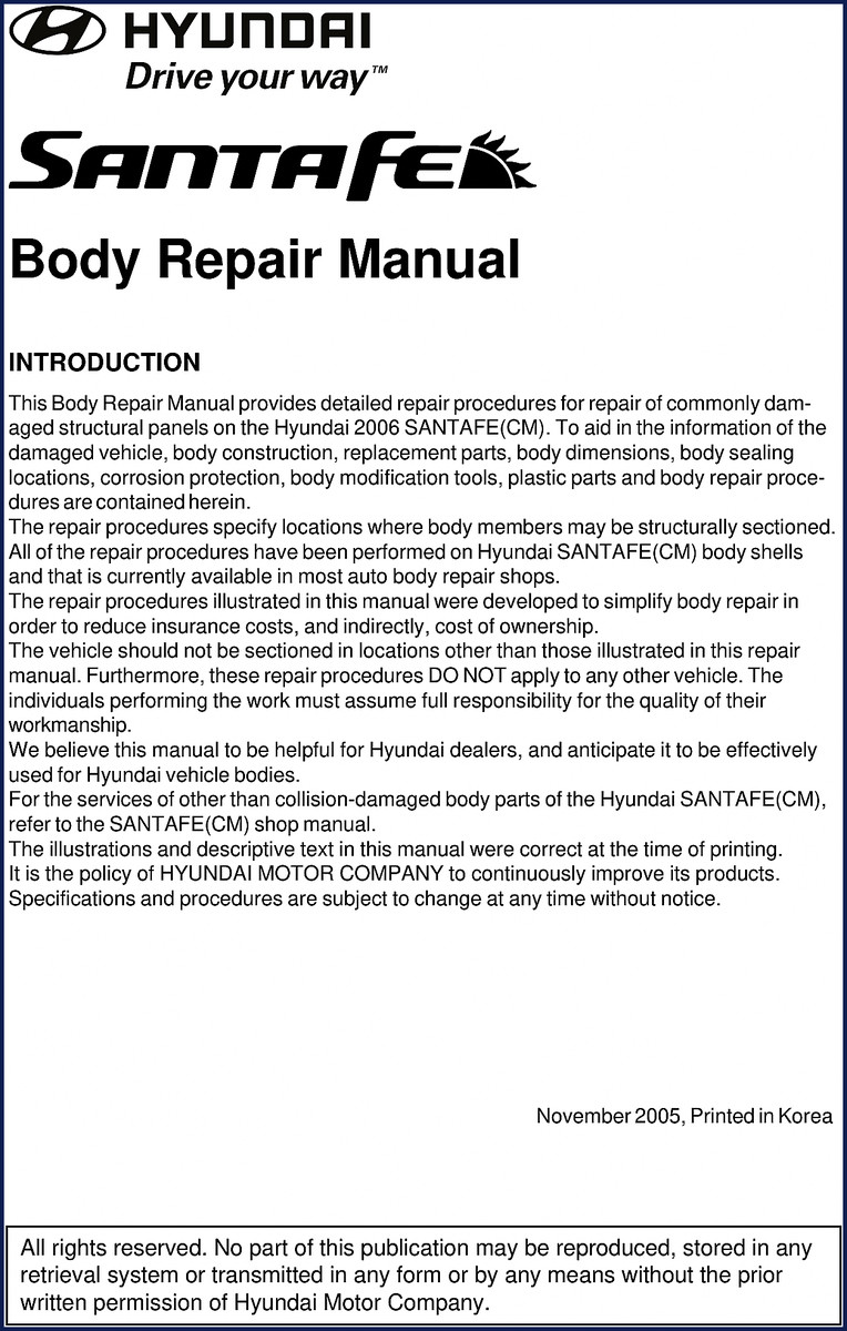 hyundai santafe 2005 repair manual, hyundai repair manual, hyundai santafe