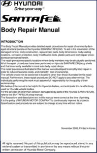 2005 hyundai santafe factory repair manual, hyundai repair manual, hyundai hyundai
