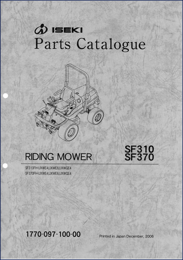 iseki sf310 sf370 2006 parts catalog oem factory, iseki parts catalog, iseki sf310