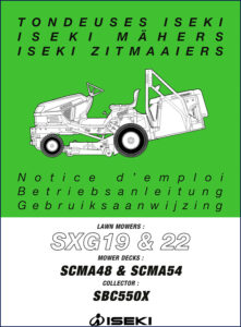 iseki sxg19 sxg22 scma48 scma54 sbc550x operators manual, iseki manual, iseki sxg19