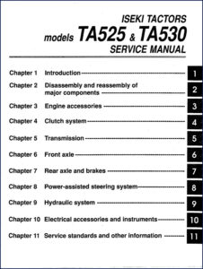 iseki ta525, ta530 service manual, iseki service manual, iseki ta525,