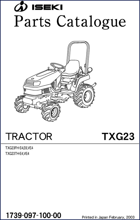 iseki txg23 txg23fh txg23th txg23e 2003 parts catalog, iseki parts catalog, iseki txg23