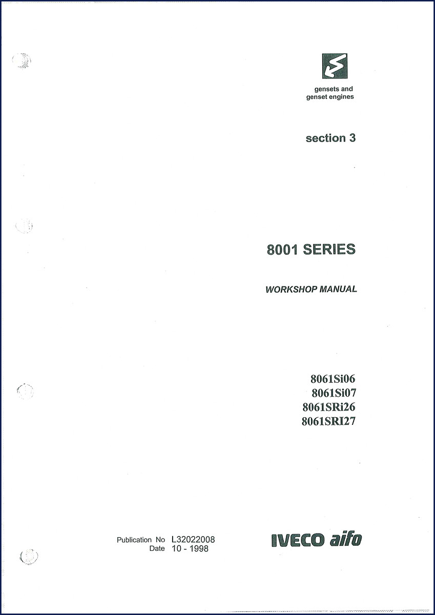 iveco 8061si06, 8061si07, 8061sri26, 8061sri27 1998 workshop manual, iveco workshop manual, iveco 8061si06,