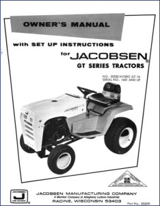 jacobsen gt 16 hydro operators manual, jacobsen manual, jacobsen gt