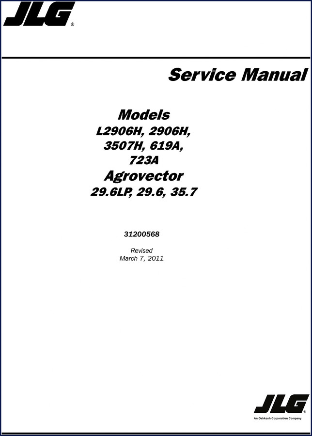 jlg l2906h, 2906h, 3507h, 619a, 723a 2011 service, jlg service manual, jlg l2906h,