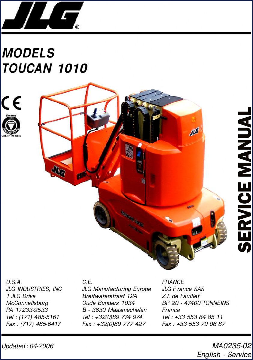jlg toucan 1010 2006 service manual, jlg service manual, jlg toucan