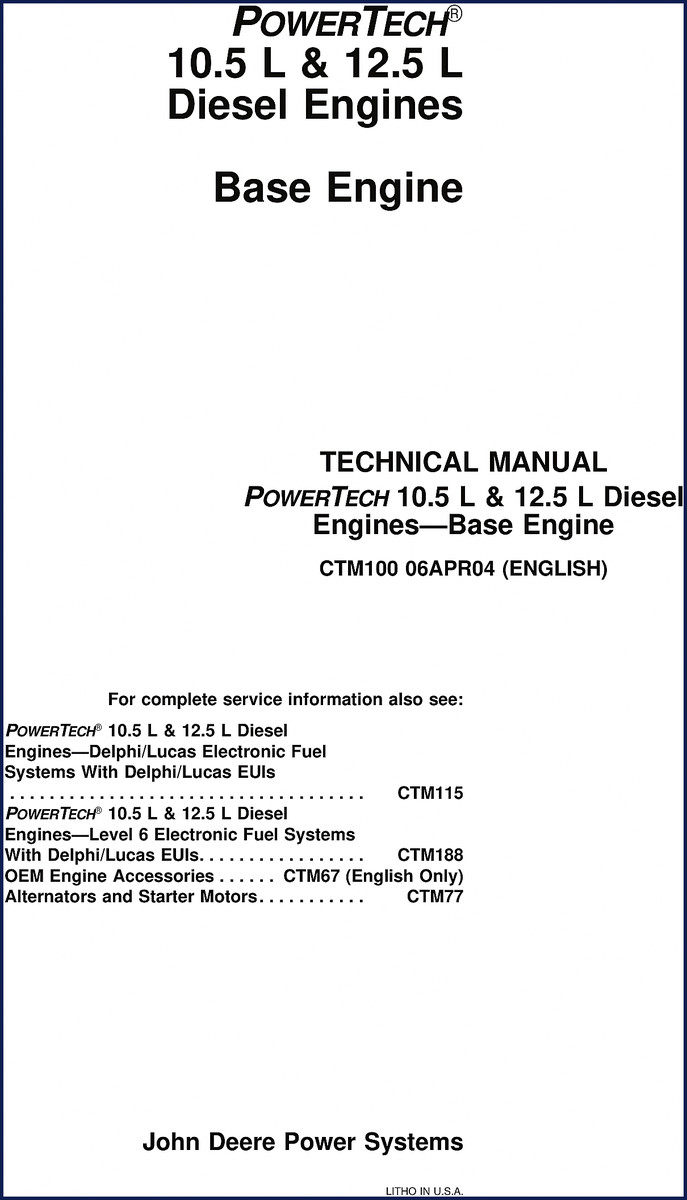 john deere 10.5 l, 12.5 l 2004 technical, john deere manual, john deere deere