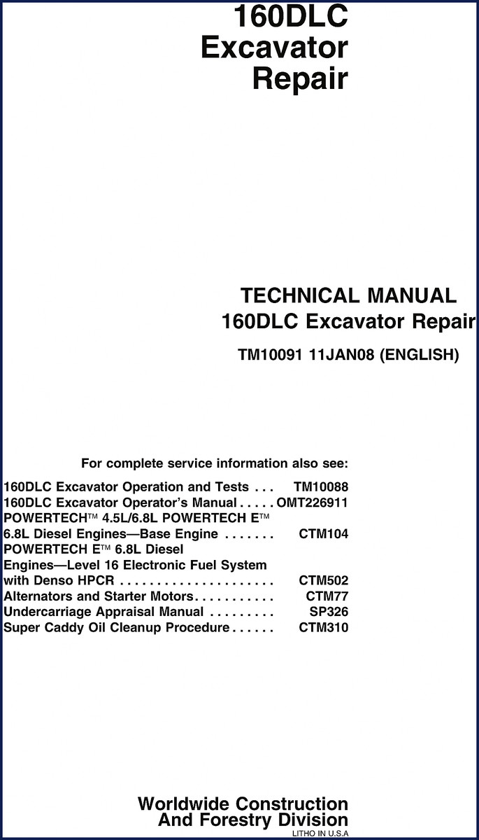 john deere 160dlc 2008 technical manual, john deere manual, john deere deere