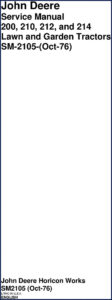 john deere 200, 210, 212, 214 1976 service, john deere service manual, john deere deere