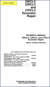 john deere 200clc, 230clc, 270clc 2004 technical manual, john deere manual, john deere deere