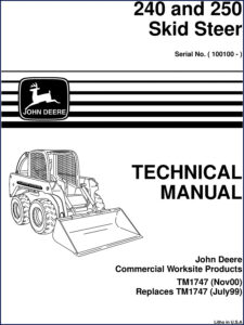 john deere 240, 250 2000 technical manual, john deere manual, john deere deere